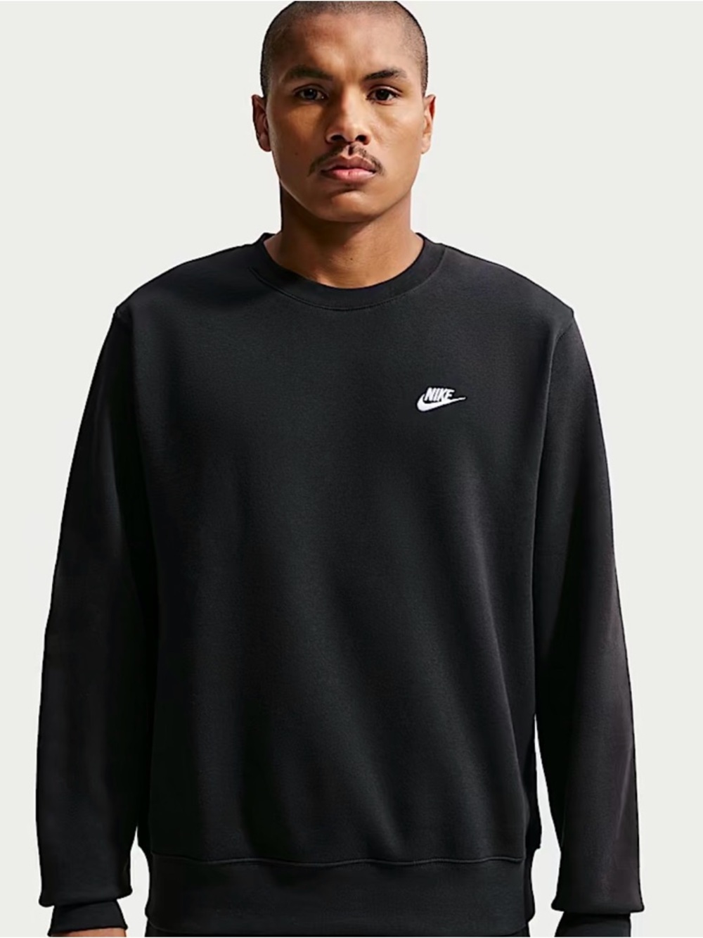 Nike Men’s Black Fleece Crewneck Sweatshirt with White Logo